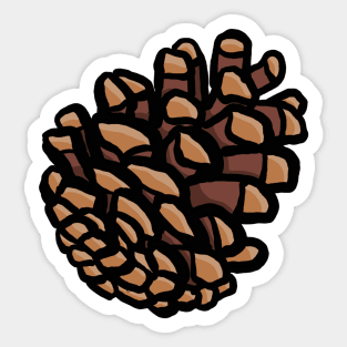 Simple cartoon pinecone digital illustration, autumn nature trees woody Sticker